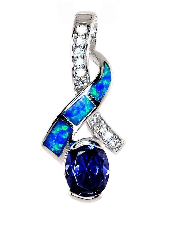Tanzanite & Opal Sterling Silver Pendant Necklace… - image 3