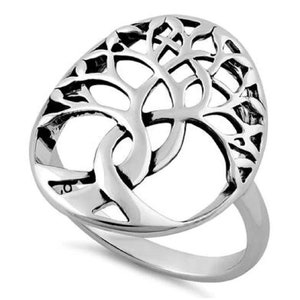 Sterling Silver well Defined Twisted Tree of Life Ring in 3 Variation of Rhodium and 14K Gold Plated Finish Women Ring-(Size 3-15)-