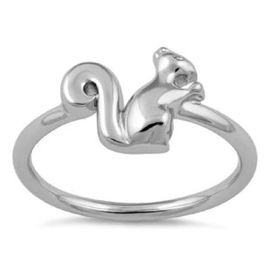 Sterling Silver,Top Intelligence, Highly Territorial, Vocal and Symbolism of Energy & Balance Animal  &quot;SQUIRREL&quot; Ring - (Size 4-11) HR-2348