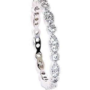 Sterling Silver Simulated Diamond Delicate and Sturdy,Stack-able and Maching Wedding Band, Eternity Anniversary Ring-(SIZE-5-9) HR-0242