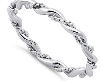 925 Sterling Silver Rope and Plain Twist Vine Strings Comfort Fit,Infinity Thumb, Pinky, and Index Eternity Ring For Her-(Size 3-13) HR-2329