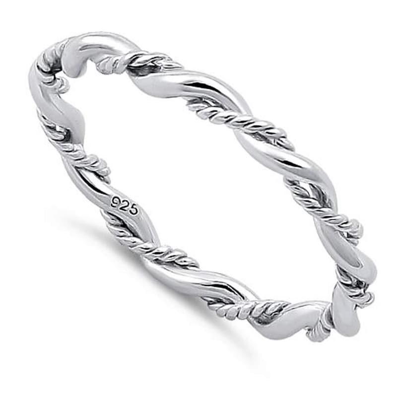 925 Sterling Silver Rope and Plain Twist Vine Strings Comfort Fit,Infinity Thumb Size 3-13 HR-2329 Pinky and Index Eternity Ring For Her-