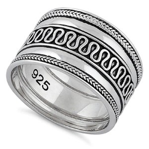 Sterling Silver &quot;BALI&quot; The Patron of Good Forces and Symbol of Good Luck,Wealth and Prosperity &quot;BALI&quot; Comfort Fit Ring -(Size4-15) HR-2378