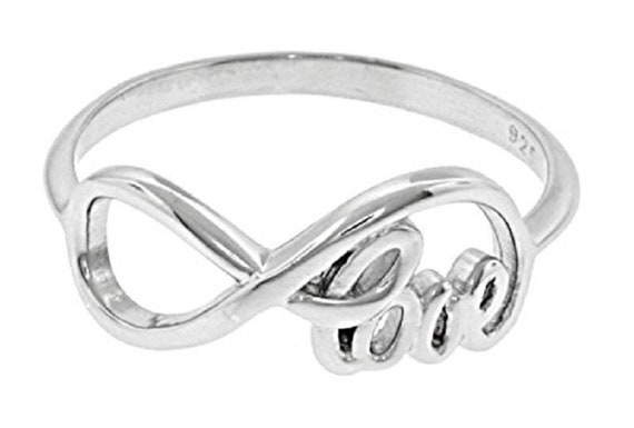 Sterling Silver "Love Script" Message Infinity Sy… - image 1