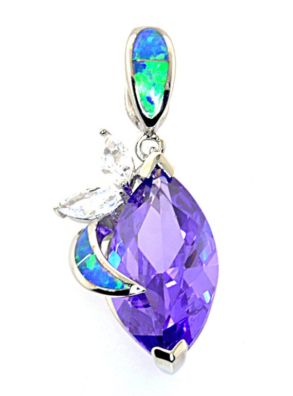 Sterling Silver Marquise-Cut Lab Created Amethyst… - image 2