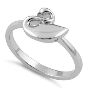 Sterling Silver Two Beautiful &quot;SWAN&quot; Specious, Symbols of Devotion, love, Fidelity, Purity and Peace Rings - (Size 3-11) HR-2343 ,HR-2344