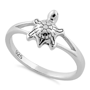 Sterling Silver Symbols of Patience, Wisdom, Endurance and Longevity.&quot;Carolina Terrapene Turtle&quot; Ring - (Size 1-13) HR-2128