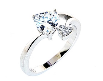 Two Hearts Beating As One Ring - Sterling Silver 925 - Sizes 4-10 - Perfect Couple Ring