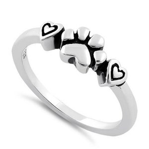 Sterling Silver The Beauty of Dog Lovers Connection, Three(3) Design "Paw / Heart" Collection Statement Rings (HR-2312,HR-2313,HR-2314)