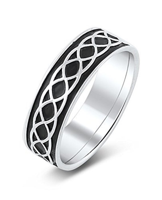 Sterling Silver Solid,Comfort Fit Celtic Infinity… - image 1