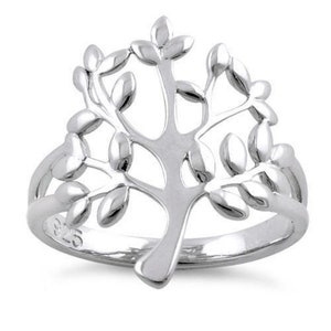 Sterling Silver Delicate "Golden Gate Ficus Bonsai Flower" Tree of Life Ring -(Size 3-14)-HR-0129
