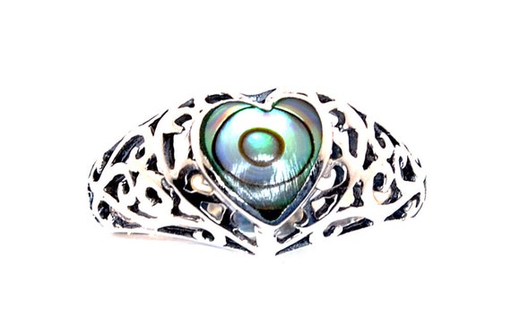 Sterling Silver Filigree Heart Ring with Uniquely… - image 2