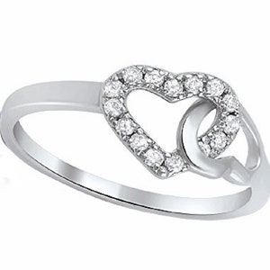 Sterling Silver and Simulated Diamond We are Perfect Together Two Hearts One Soul RingSIZE:5-10 HR-0221 image 2