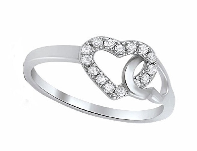 Sterling Silver and Simulated Diamond We are Perfect Together Two Hearts One Soul RingSIZE:5-10 HR-0221 image 2