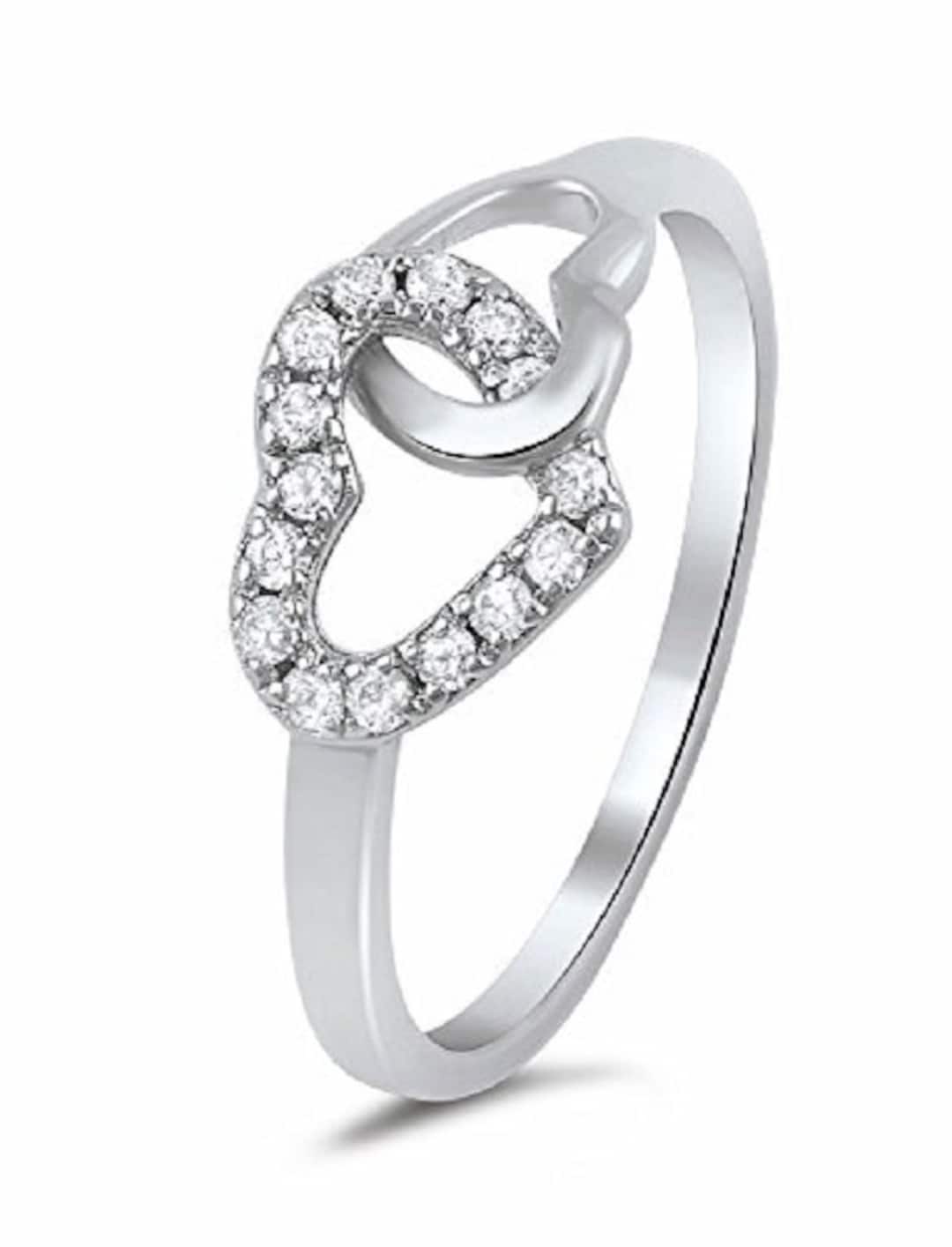Sterling Silver Custom 2 Hearts Simulated Birthstone Infinity Ring - Sizes 5 To 9, Engravable