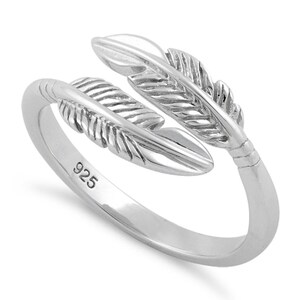 Sterling Silver Representing innocence, purity and enduring Love &quot;Ringed Turtle-Dove&quot; Feather Ring - (Size 3-13) HR-0167