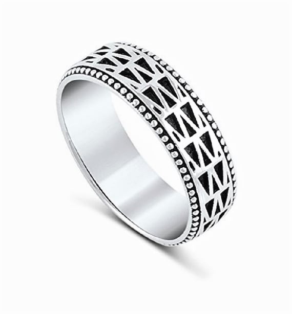 Sterling Silver Solid, Comfort Fit Triangular Pat… - image 4