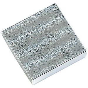 May include: A silver gift box with a textured, sparkly design.