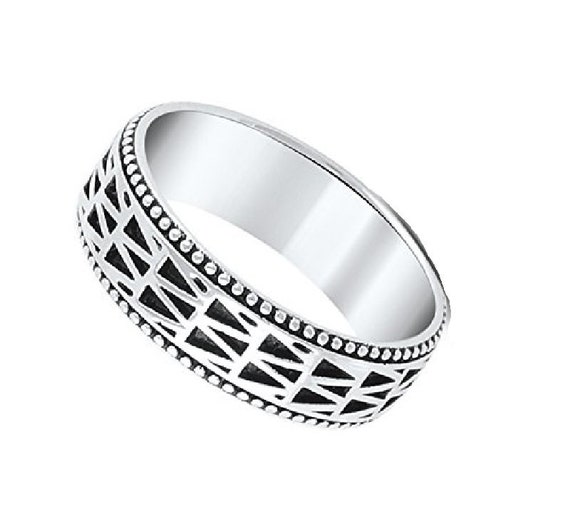 Sterling Silver Solid, Comfort Fit Triangular Pat… - image 3