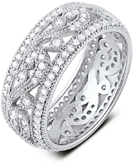 Sterling Silver High Polish Rhodium Plated Simulat