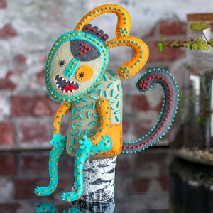 Bad Bunny Felt Figurine - Fabric Art Doll - Soft Sculpture