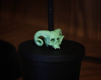 420 Weed Demon Skull Straw Topper 3dPrint! 3d Printed Figure - Mug Topper - 3d Printed Figures - Weed Demon Skull Figure - Goth Straw Topper