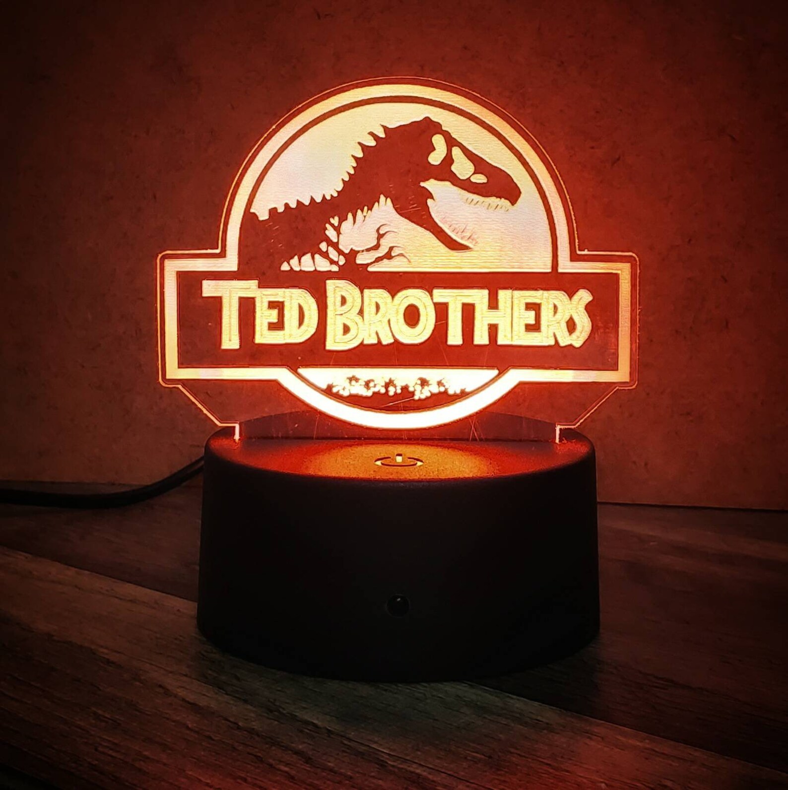 Personalized Dinosaur Night Light with Remote Jurassic Park Etsy