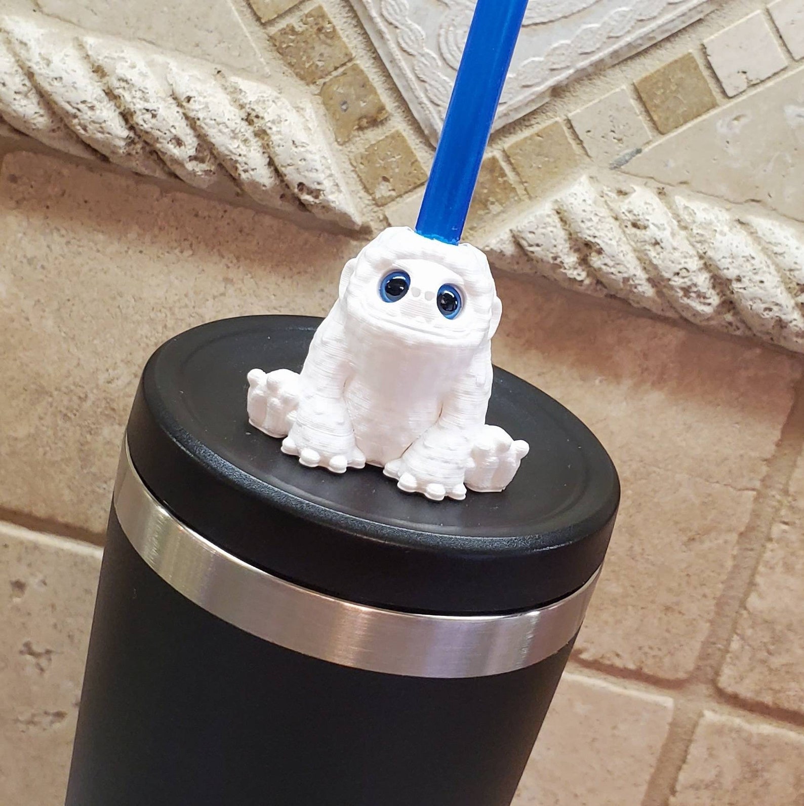 Mini Yeti Straw Topper 3dPrint with Acrylic Eyes 3d Printed Etsy