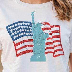 Statue of Liberty Clipart - American Flag SVG, USA png, DXF - Digital Download