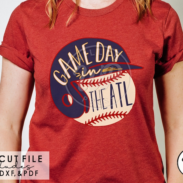 Atlanta Game Day, ATL Baseball svg, digital download, sublimination, baseball shirts, easy iron on, transparent png, atlanta clipart