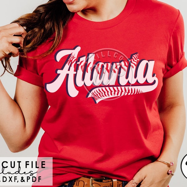 Atlanta svg,  Baseball shirt, svg files for cricut, dxf, png, atlanta clipart, iron on, shirt, retro, sublmination, shirts