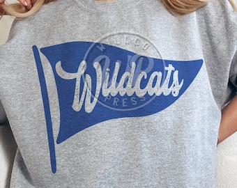Wildcats Pennant svg, Team Flag svg, vintage football svg, digital download, png clipart, dxf for silouhette, svg files for cricut
