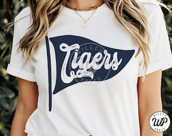 Tigers Pennant svg, Team Flag svg, vintage football svg, digital download, png clipart, dxf for silouhette, svg files for cricut