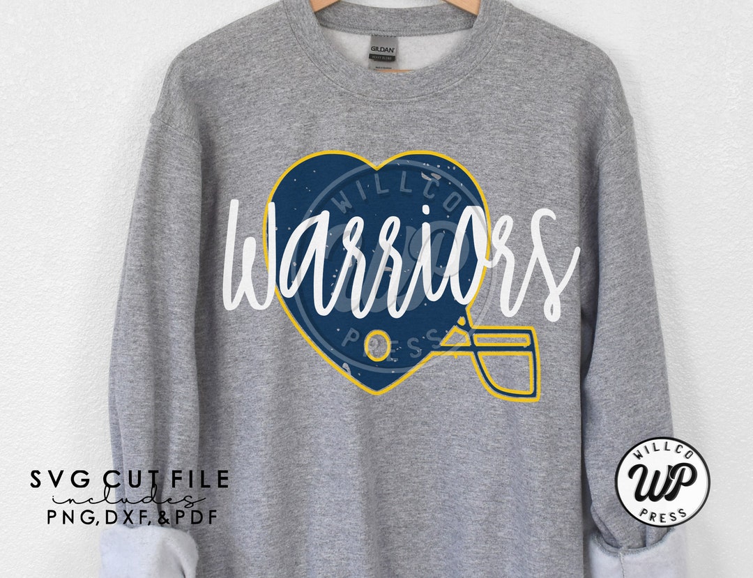 Warriors Football, SVG Files for Cricut, Heart Helmet, Grunge ...