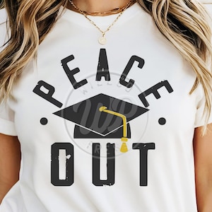 Peace Out Grad, Graduation svg, Senior Class png, Class of 2025, Seniors shirts, graduation clipart, cap and tassell, dtf transfer image