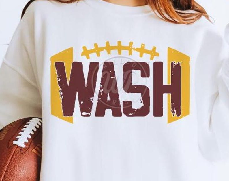 Washed Football WASH Football Svg, Washington Png, Sublimination, Clipart, Grunge ...