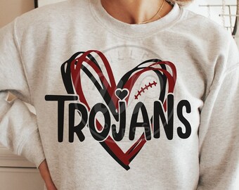 Trojans hearts svg, Football svg, png, dxf, svg files for cricut, vinyl cut file, iron on, clip art, , sublimation, cheer shirts