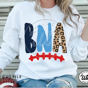 BNA voetbal SVG, Nashville Airport Code, Cheetah print, Tennessee SVG, hoge resolutie PNG, DXF, SVG-bestanden voor cricut