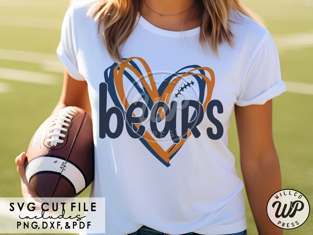 Bears Hearts Svg Football Svg Png Dxf Svg Files for - Etsy