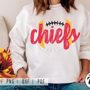 Chiefs Football svg, dxf, png, grunge distressed, svg files for cricut, sublimination, vinyl cut file, , shirts, heat transfer
