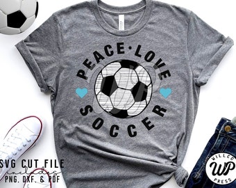 Peace Love Soccer, Soccer svg, Girls Soccer hearts, png, dxf, svg files for cricut, shirt, shirts, sublimation, iron on, clip art, gifts