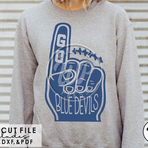 Blue Devils svg, Foam Finger svg, Cute Football svg, dxf para silouhette, png transparente, archivos svg para cricut, subliminación, corte de vinilo