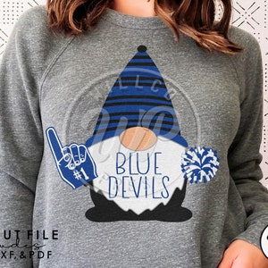 Blue Devils Gnome svg, Christmas gnome svg, Santa png, dxf, svg files for cricut, football , vinyl cut file, sublimination