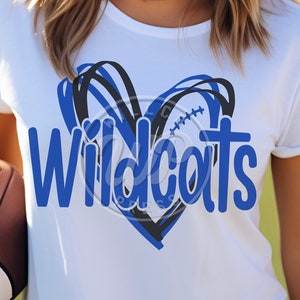 Wildcats Hearts svg, Cats Football svg, png, dxf, svg files for cricut, vinyl cut file, iron on,  mascot clipart,