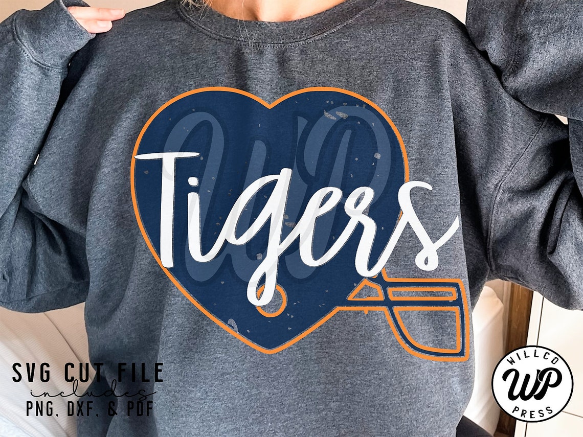 Tigers Svg, Football Svg, Heart Helmet, Grunge Distressed, Png, Dxf ...