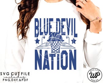 Blue Devil Nation svg, Devils Basketball, retro design, png, dxf, svg files for cricut, , vinyl cut file, sublimination