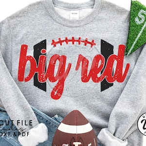 Big Red Football, SVG Files for cricut, grunge distressed, png, dxf, sublimination