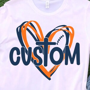 Customized Football svg, Double Hearts png, dxf, svg files for cricut, vinyl cut file, iron on,  mascot clipart, shirt svgs, sublimination, cheer shirts, outfit ideas, silouhette, heat transfer