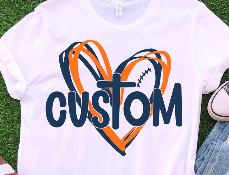 Customized Football svg, Double Hearts png, dxf, svg files for cricut, vinyl cut file, iron on,  mascot clipart, shirt svgs, sublimination, cheer shirts, outfit ideas, silouhette, heat transfer