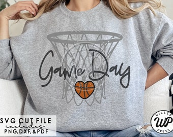 Game Day svg, Basketball svg, Heart, grunge distressed, png, dxf, svg files for cricut, sublimination, iron on, vinyl cut file,